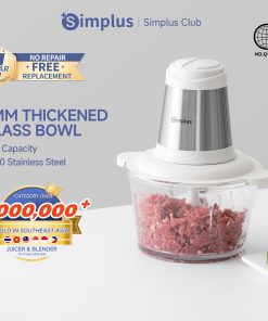 【Simplus Club】Blenders Grinders Food Processors Electric Meat Grinders Food Processor Food Chopper Vegetable Blender Household Multifunctional Stainless Steel Head 2L Capacity 2 Speeds