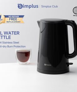 【Simplus Club】Electric Kettle 1.7L Stainless Steel Material 1500W High Power Water Heater Double Layer Anti-scalding