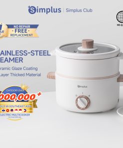Simplus Electric Cooker Pot Rice Cooker Multifunctional Electric Cooker Non Stick Hot Pot Cooker Electric Pan Kitchen Round Skillet