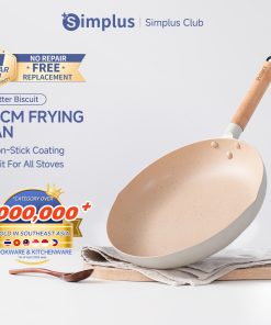 【Simplus Club】26cm Frying Pan Wok Non Sticking Wodden Handle
