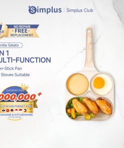 【Simplus Club】Non-stick Frying Pan Egg Burger & Steak 3 in 1 Multifunctional Cookware PFOA Free Suitable for All Stoves
