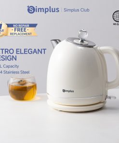 【Simplus Club】 Electric Kettle Retro Elegant Design 1.7L Stainless Steel Material Water Heater Double Layer Anti-scalding