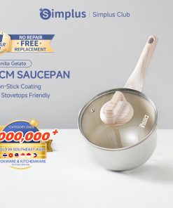 【Simplus Club】Saucepan With Lid 18cm Maifan Stone Gas Stove Induction Compatible Non-Stick Cooking Pot