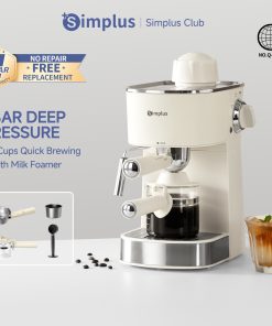 Simplus Coffee Machine Compact Semi-Automatic Espresso Maker 5Bar Portafilter Constant Temperature Steam Frothing 240mL Water Tank Latte Cappuccino