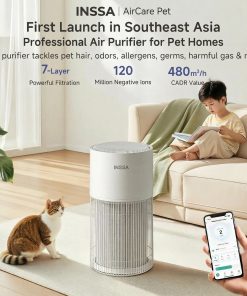 【INSSA】Pet Air Purifier 480m³/h CADR Rate 7-Stage Filtration 120 Million Negative Ions APP Connectivity Aromatherapy Function App