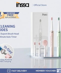 【INSSA】2 in 1 Electric Toothbrush and Facial Brush Teeth Cleaner Ultrasonic Dental Scaler 6-Speed 2 Minutes Automatic Timing App 5 (180)