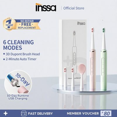 【INSSA】2 in 1 Electric Toothbrush and Facial Brush Teeth Cleaner Ultrasonic Dental Scaler 6-Speed 2 Minutes Automatic Timing App 5 (180)