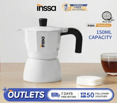 【INSSA】Moka Pot Dual-Valve Pressurized Extraction Rich Crema Intalian Espresso Coffee Maker