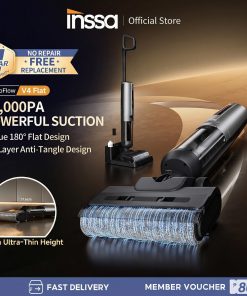 【INSSA】Floor Washer 005 – 180° Flat Recline – Electrolyzed Water Sterilization – LED Display – Dual Edge Cleaning – Drying Base – Dark Gray